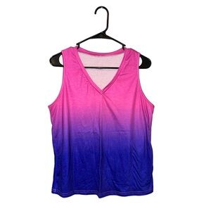 Emery Rose Pink & Purple Ombre V-Neck Tank Top